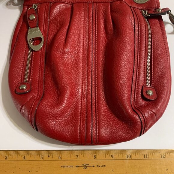 B. Makowsky Red Soft Pebble Leather Crossbody Bag - Picture 14 of 16